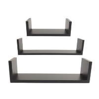 Orange85 Zwarte Wandplanken Keuken Woonkamer Zwevend Muurplank 3 Maten MDF
