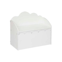 MISOU Speelgoedkist Opbergbox met Bank Wit Hout Opbergbank Kinderbank Wolk