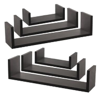MISOU Zwarte Wandplanken Set van 6 Fotoplank Boekenplank Woonkamer