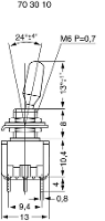 Miyama 703117 MS 500 BC J Tuimelschakelaar 125 V/AC 6 A 2x (aan)/uit/(aan) Moment/0/moment 1 stuk(s)