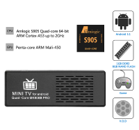 Mk808b Pro 4k Amlogic S905 Android 5.1 64Bit Quad Core 1g/8g Wifi H.265 Hw Decoding Bluetooth Dlna Miracast Tv Dongle