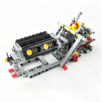 MOC High Tech Mechanische Vermogen Groep V8 Motor Model Gematchte Sequentiële 4 Versnellingsbak Bouwblok Blokken Doe Het