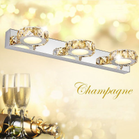 Modern Three Heads 9w Led Crystal Mirror Wall Light For Bathroom