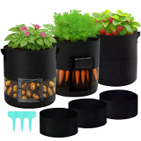 ModernHome 3 delige 15 Gallon Groeidassen Transparant Enkel Openen Zwart 3 Lichtblokkerende Gordijnen 3 Groene Label Vac