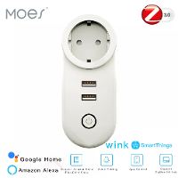 EU Slimme Stekker Zigbee3.0 2 USB poorten 100 240V Spraakbesturing Werkt met SmartThings Wink Alexa Google Home