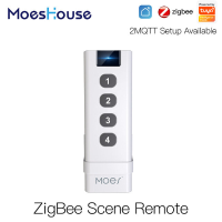 Moeshouse ZB Smart Home Draadloze scèneschakelaar 4 Gang Remote Portable Tuya ZB Hub vereist Geen limiet om apparaten te