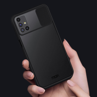 MOFI voor Samsung Galaxy M51 Case Anti Hacker Gluren Slide Lens Cover Shockproof Anti Kras Doorschijnend Matte Siliconen