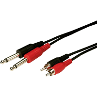 Monacor 0064970 Audio Verbindingskabel [2x Cinch stekker   2x Jackplug male 6,3 mm (mono)] 1.5 M Zwart