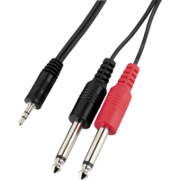 Monacor 0066800 Jackplug Audio Adapterkabel [2x Jackplug male 6,3 mm (mono)   1x Jackplug male 3,5 mm] 2 m Zwart