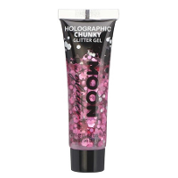 Moon Creations Chunky Glittergel   voor lichaam en gezicht   roze   12 ml