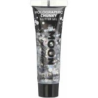 Moon Creations Chunky Glittergel voor lichaam en gezicht   zilver   12 ml