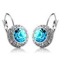 Moon River Circle Crystal Earrings Ear Clip Women Jewelry Silver Gold