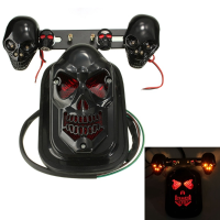 Motorcycle Atv Skull Turn Signal Light Brake Tail License Plate Lamp For Harley Chopper