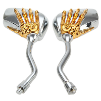 Motorcycle Gold Skull Rearview Mirrors Chrome Universal