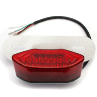 Motorcycle Led Tail Turn Signal Brake License Plate Light Red
