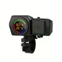 Motorfiets oplader Dual USB 5V 3A snelladen digitale spannings  en temperatuurweergave overlaadbeveiliging achteruitkijk