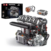 Mould King 10087 Bouwblok Technische Auto Gemotoriseerde Inline 4 cilinder L4 Benzinemotor Model Bouwset 1787+PCS Uitste