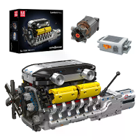 Mould King 10202 V12 Motor Model met Versnellingsbak Gemotoriseerd voor Technische Supercar LamBo Bouwblok Assemblagekit