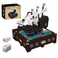 Mould King 10243 Motorized Pirateschip Dynamische Speelgoed Modelbouwblokjes Brick 1280PCS Assembleerkit voor Kinderen V