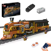 Mould King 12046 RC Steampunk Stoomtrein Speelgoed Ondersteunt APP bediening Bouwblok Brick Assembleer Kit 1954 PCS voor