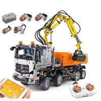 Mould King 19007S 19007 2 in 1 RC Graafmachine & Pneumatische Vrachtwagen Ondersteuning APP MOC Bouwblokken Assemblage S