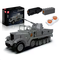 Mould King 20048 Militaire Serie Duitse 3,7 cm Luchtafweergeschut Half Trac Voertuig Model Bouwblok Assemblage Kit 1188P