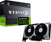 MSI Nvidia GeForce RTX 5060 Videokaart 8G Ventus 2X OC 8 GB GDDR7 RAM PCIe x8 HDMI, DisplayPort Overclocked, Zero Fan Modus , NVIDIA G Sync , Vulkan