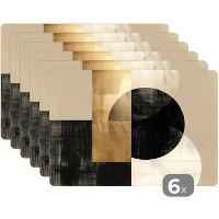 MuchoWow Placemat (6stuks) 45x30cm Abstract Modern Zwart Goud