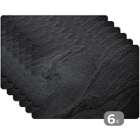 MuchoWow Placemat (6stuks) 45x30cm Beton Zwart Industrieel