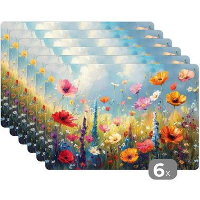 MuchoWow Placemat (6stuks) 45x30cm Bloemen Natuur Botanisch