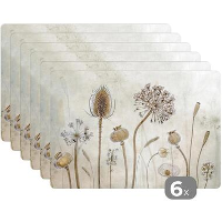 MuchoWow Placemat (6stuks) 45x30cm Bloemen Waterverf Stilleven