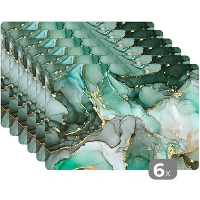 MuchoWow Placemat (6stuks) 45x30cm Goud Marmer Groen Luxe