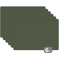 MuchoWow Placemat (6stuks) 45x30cm Groen Effen kleur Olijfgroen