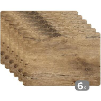 MuchoWow Placemat (6stuks) 45x30cm Hout Bruin Houtlook