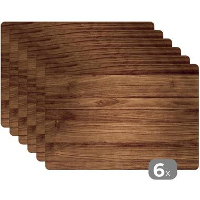 MuchoWow Placemat (6stuks) 45x30cm Houtlook Bruin