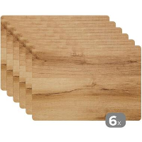 MuchoWow Placemat (6stuks) 45x30cm Houtlook Bruin Hout