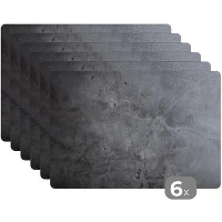 MuchoWow Placemat (6stuks) 45x30cm Industrieel Beton Grijs