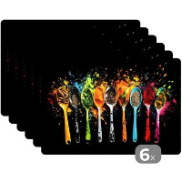 MuchoWow Placemat (6stuks) 45x30cm Lepels Kruiden Modern