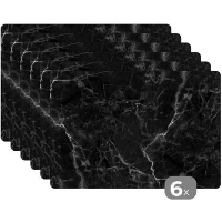 MuchoWow Placemat (6stuks) 45x30cm Marmer look Luxe Zwart
