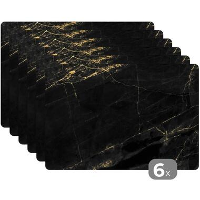 MuchoWow Placemat (6stuks) 45x30cm Marmer look Luxe Zwart Goud