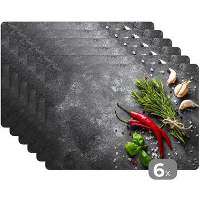 MuchoWow Placemat (6stuks) 45x30cm Peper Kruiden Specerijen