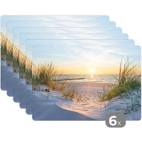 MuchoWow Placemat (6stuks) 45x30cm Strand Zon Duin Gras Zand
