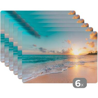 MuchoWow Placemat (6stuks) 45x30cm Zonsondergang Strand Zee