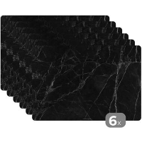 MuchoWow Placemat (6stuks) 45x30cm Zwart Marmer