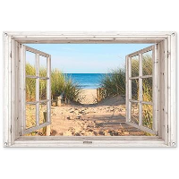MuchoWow Tuinposter 120x80cm Doorkijk Strand Zee Duinen Zand