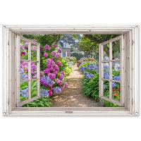 MuchoWow Tuinposter 120x80cm Hortensia Doorkijk Bloemen Zomer