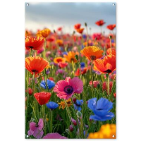 MuchoWow Tuinposter 80x120cm Bloemen Klaprozen Kleurrijk