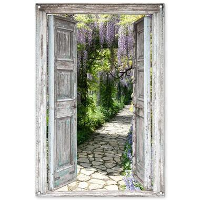 MuchoWow Tuinposter 80x120cm Doorkijk Bos Stenen Lente