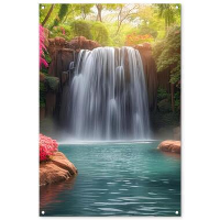 MuchoWow Tuinposter 80x120cm Waterval Natuur Planten Jungle