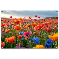 MuchoWow Tuinposter 90x60cm Bloemen Klaprozen Kleurrijk